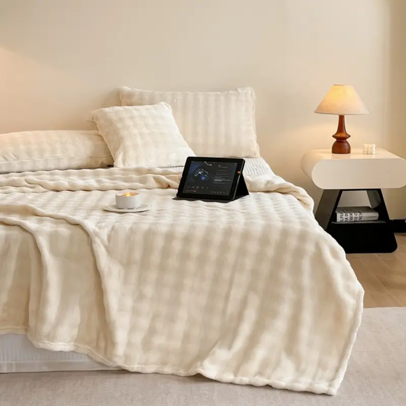 1pc Faux Rabbit Fur Blanket for Bed,Thick & Warm Bed Blankets ,Soft Cozy Fluffy Decorative Blankets for Bedroom