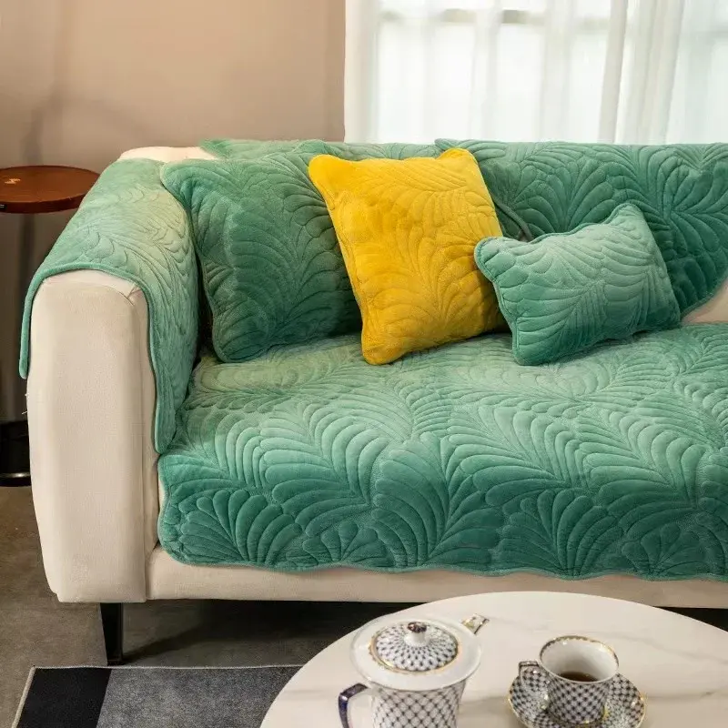 Nordic Soft Velvet Plush Quilted Sofa Towel Thicken Short Plush Sectional Sofa Cover Non-slip Couch Covers for Living Room