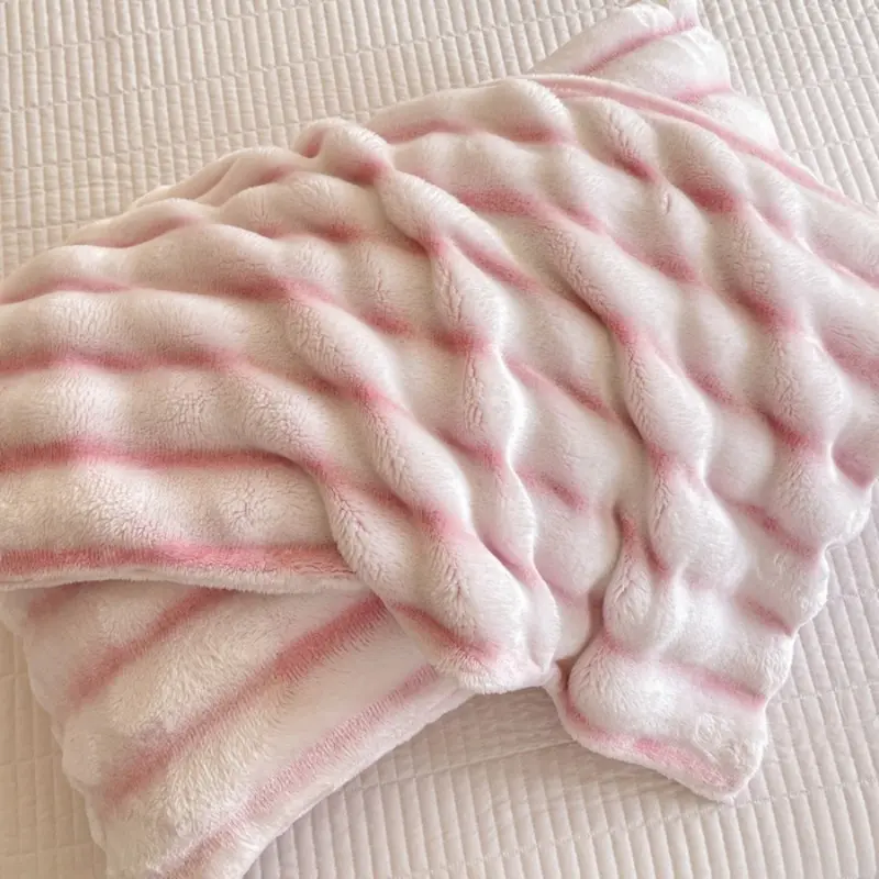 1pc Luxury rabbit fur RV blanket - soft  plush  multi-purpose travel blanket  office nap  summer air conditioning and sofa cover