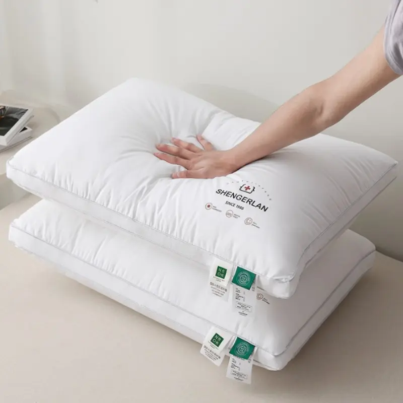Long-staple cotton cotton pillow core 0 formaldehyde non-fluorescent agent heat transfer feather velvet pure cotton pillow core