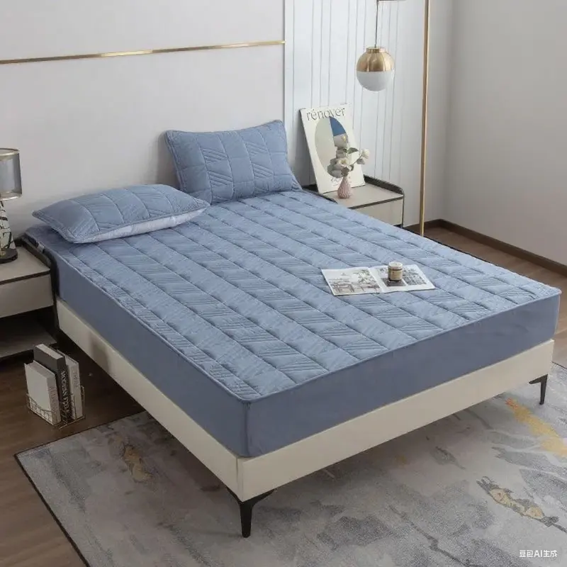 Thicken Quilted Mattress Cover  Quilted Bed Fitted Bed Sheet Anti-Bacteria Mattress Topper Air-Permeable Bed Pad