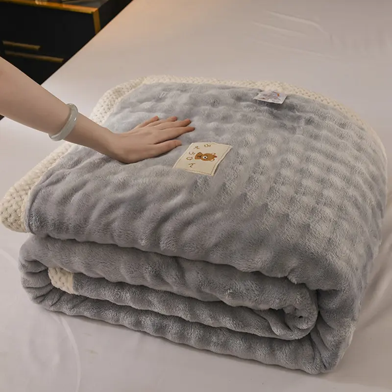 Luxurious Plush Flannel Blanket - Thick Soft Cozy for All Seasons Perfect for Bed, Sofa, or Office Naps Elegant Home Decor