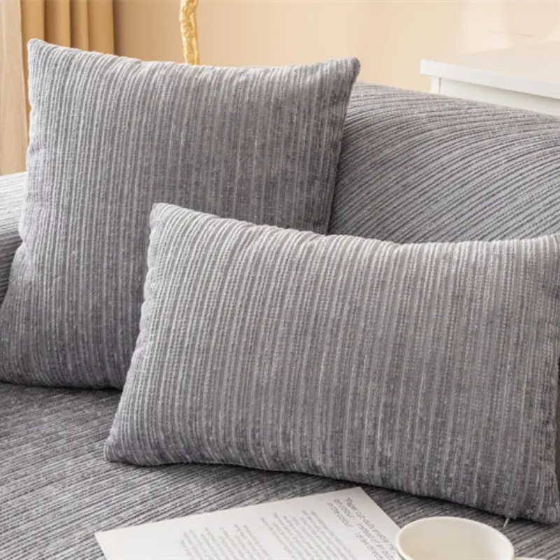 1Pcs Plush sofa cushion modern simple non-slip solid color striped sofa cushion towel large size optional
