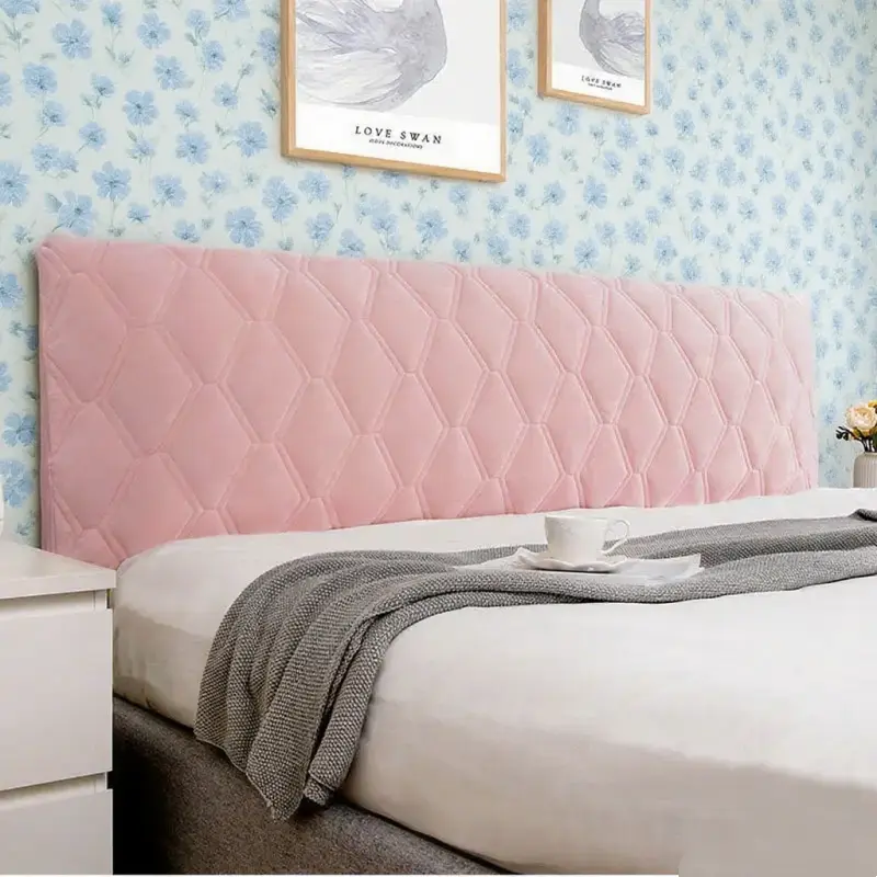 Luxury Thicken Plush Quilted Headboard Cover Solid Color Gray All-inclusive Bed Head Cover Velvet Bed Back Dust Protector Cover