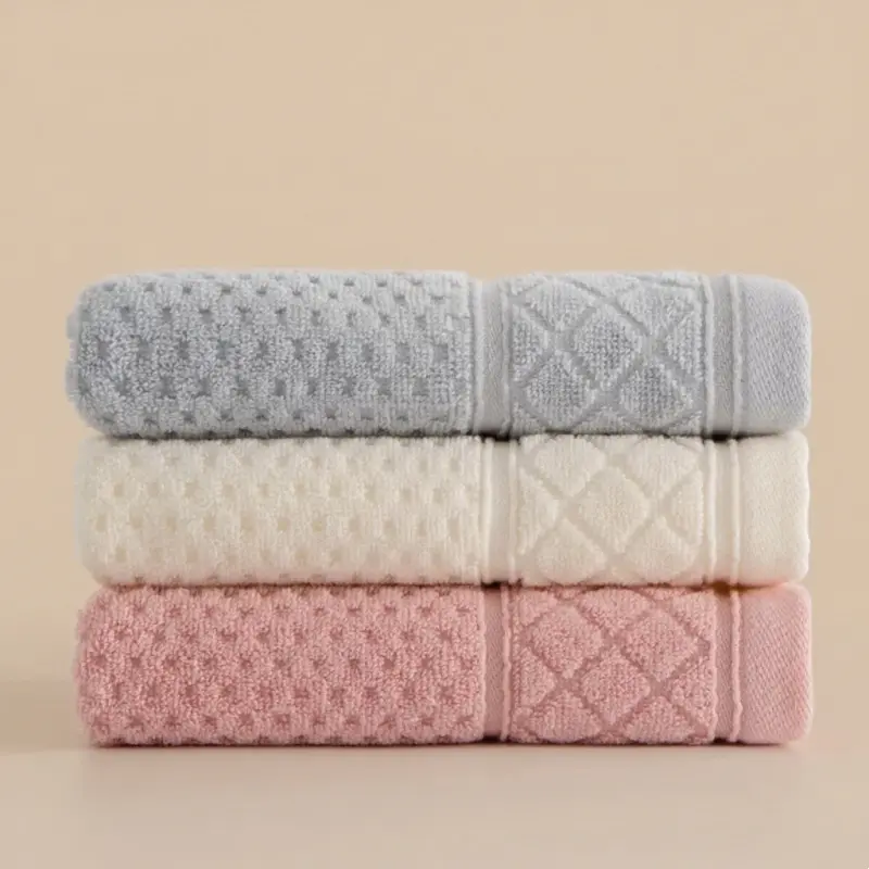 3Pcs 32x72cm towel 100% pure cotton solid color super soft honeycomb adult cotton towel hotel home style