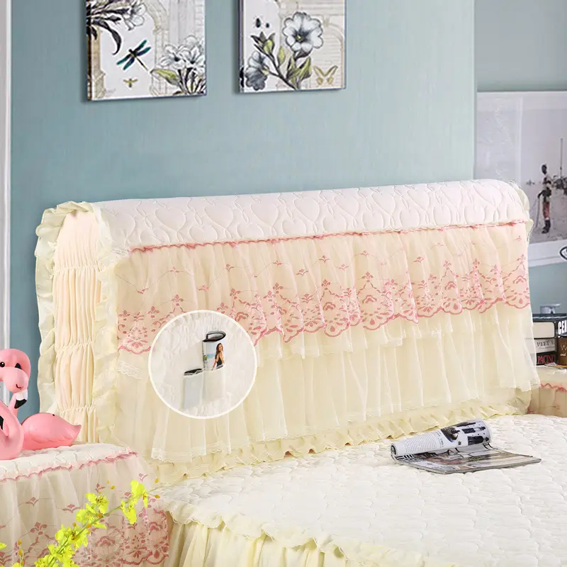 Full Wrap Bedside Cover Lace Cotton Clamping Thickened Bedside Cover Leather Bedside Soft Bag Dustproof Over Protective Cover