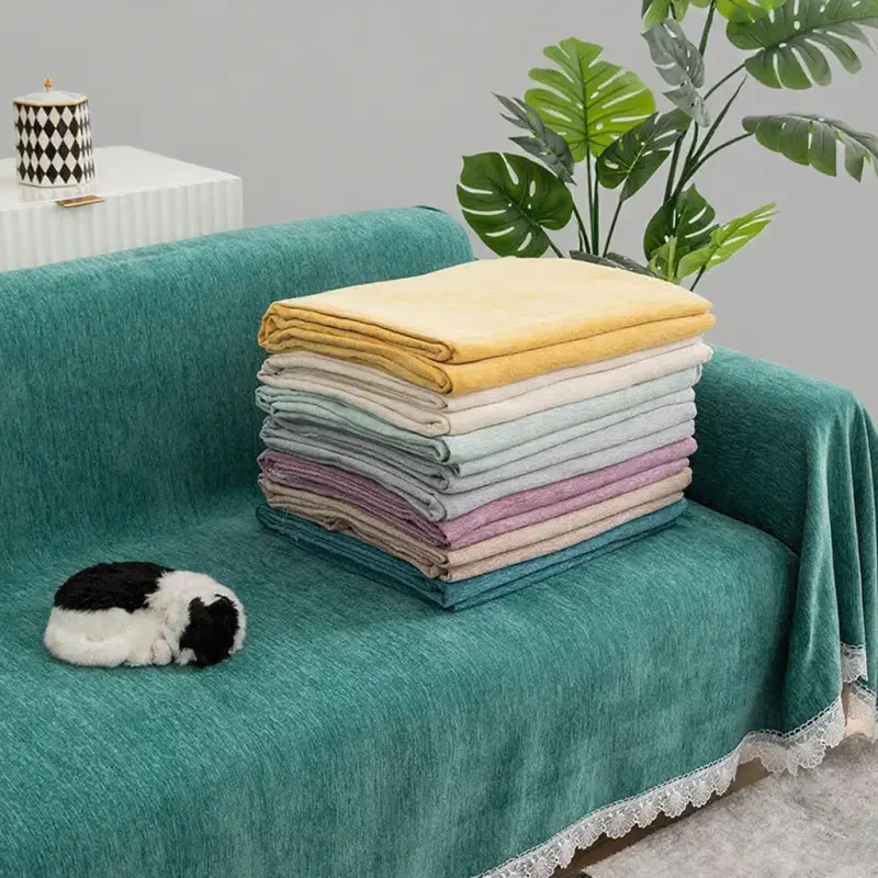 Luxury Solid Color Thicken Chenille Sofa Towel Universal Soft Sofa Cover for Living Room Anti-cat Scratch Chair Recliner Cover