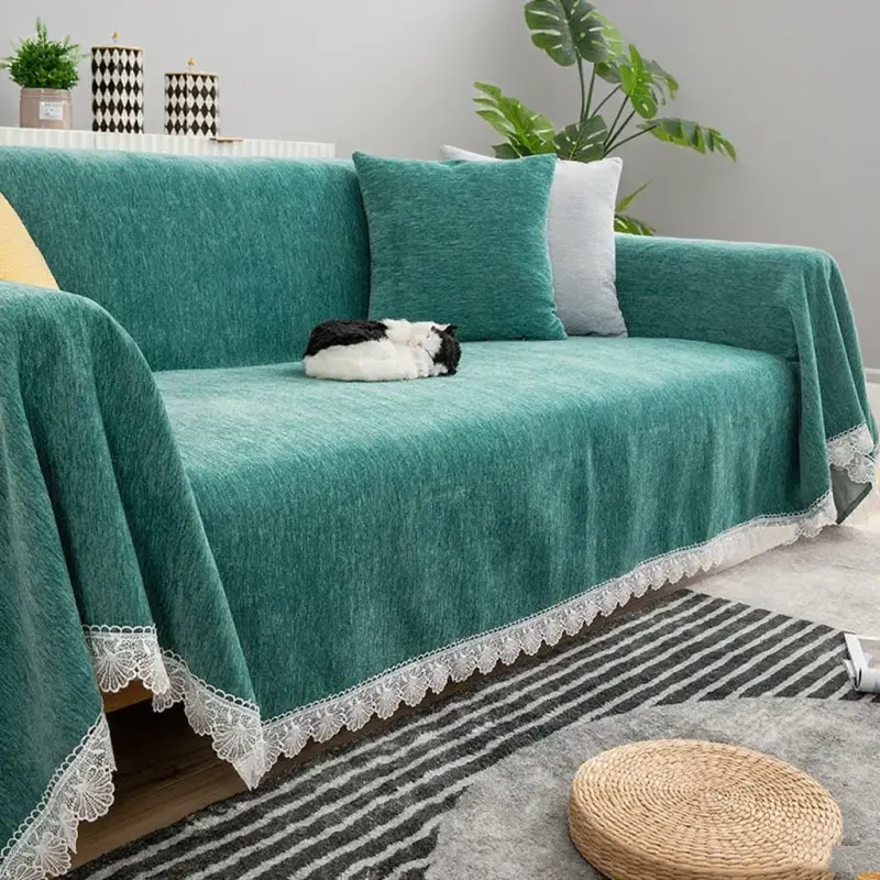 Luxury Solid Color Thicken Chenille Sofa Towel Universal Soft Sofa Cover for Living Room Anti-cat Scratch Chair Recliner Cover