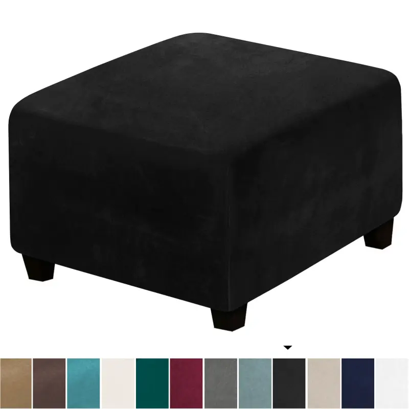 Office Chair All Inclusive Velvet Square Stool Cover Protective Chair Cover Elastic Footrest Removable Cover Machine Washable