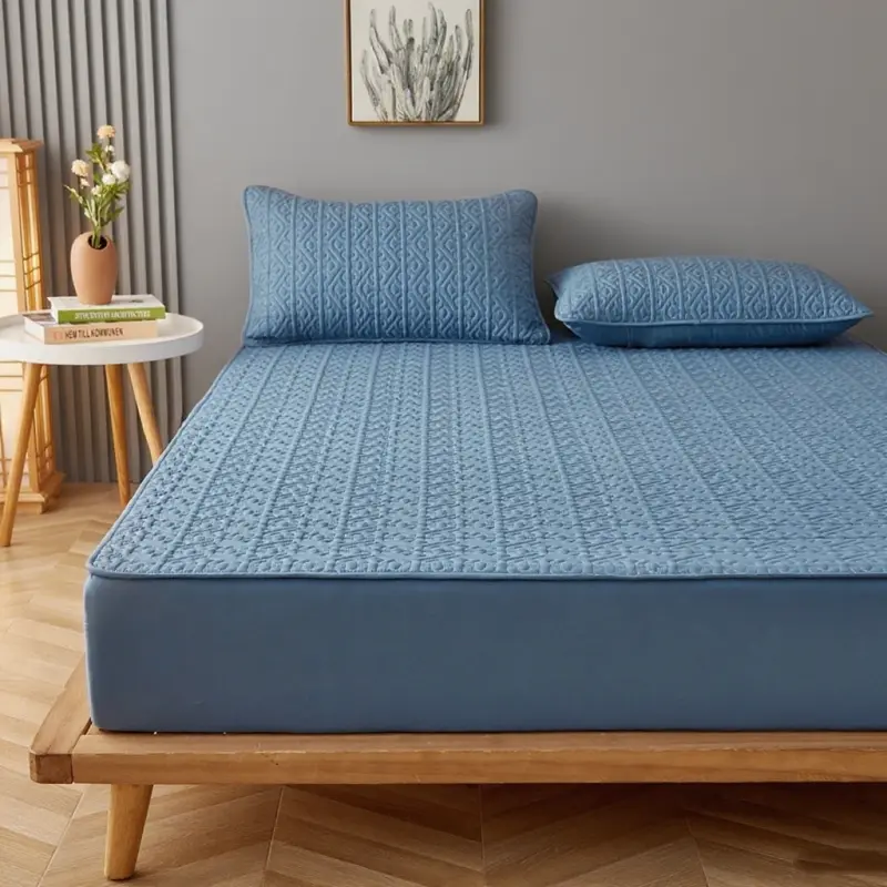 Good Quality Thick Quilted Mattress Cover Washed Cotton Queen Customized Anti-mite Bed Cover, Not Included Pillowcase