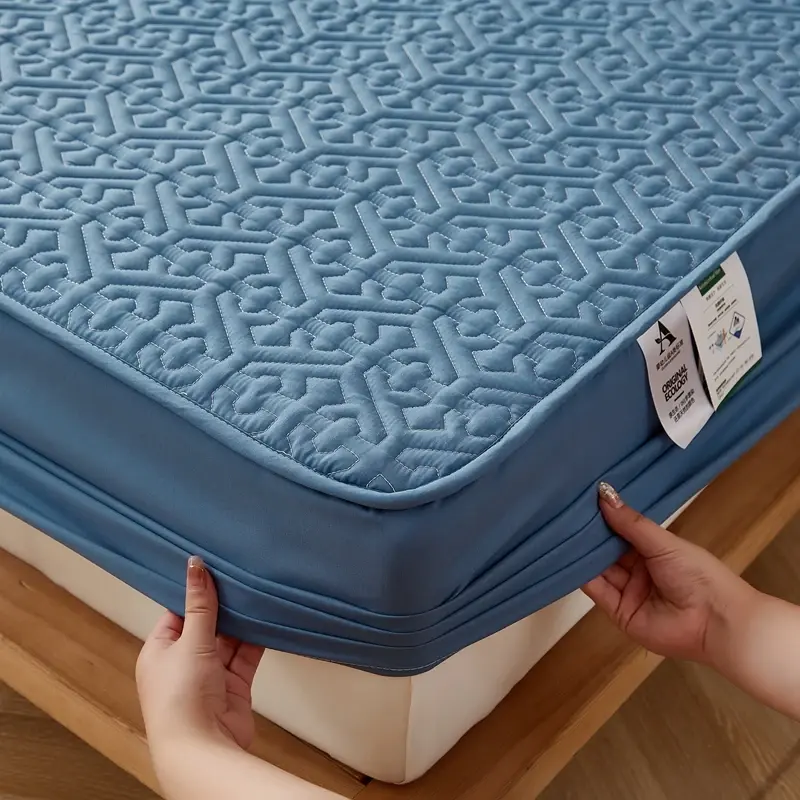 Good Quality Thick Quilted Mattress Cover Washed Cotton Queen Customized Anti-mite Bed Cover, Not Included Pillowcase