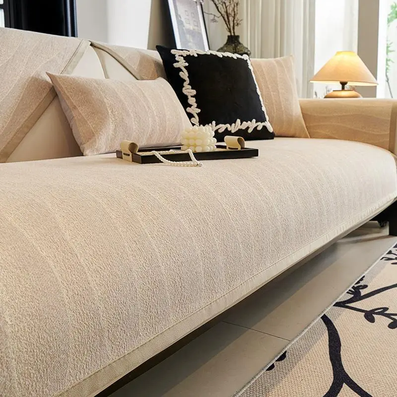 1pc Sofa cushion universal light luxury high sense non-slip cover cloth straight row autumn and winter cover