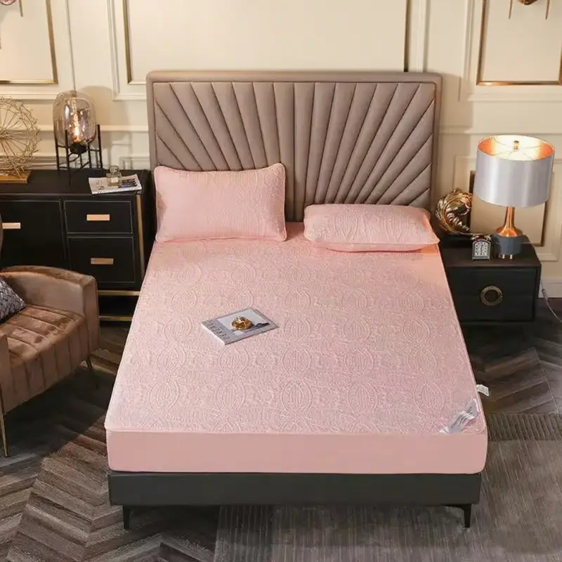 Pink Color Super Waterproof Mattress Cover Single Double King Size Customized Bed Pad Protector Cover Not Including Pillowcase