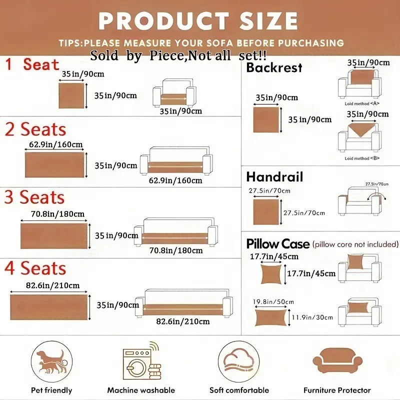 All-Season Sofa Cover - Pet Scratch Resistant, Non-Slip Couch Protector for Living Room & Bedroom Decor