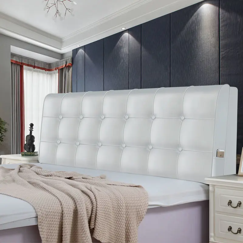 Environmental Leather Headboard Cover King Size Customized High Resilient Filler Headboard Pillow Washable Fabric Bed Head Cover