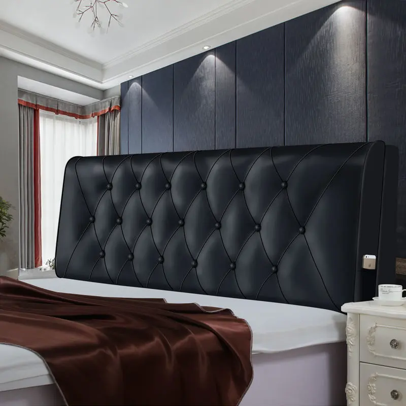 Environmental Leather Headboard Cover King Size Customized High Resilient Filler Headboard Pillow Washable Fabric Bed Head Cover