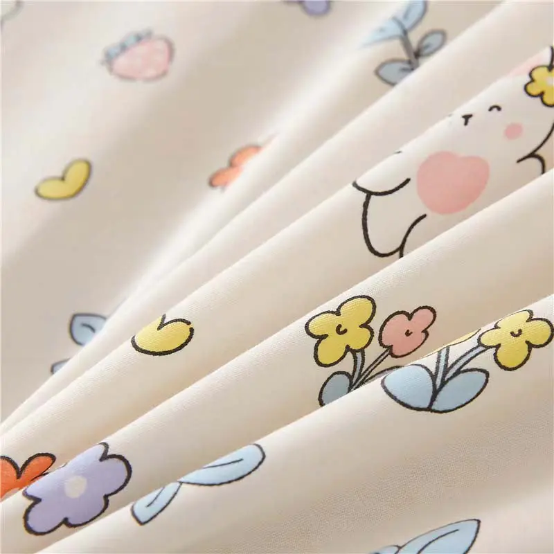 3pcs set Floral Printed Soft Bed Skirt 100% Cotton Bedspread Princess High Quality Pure Cotton Non-slip Bed Cover