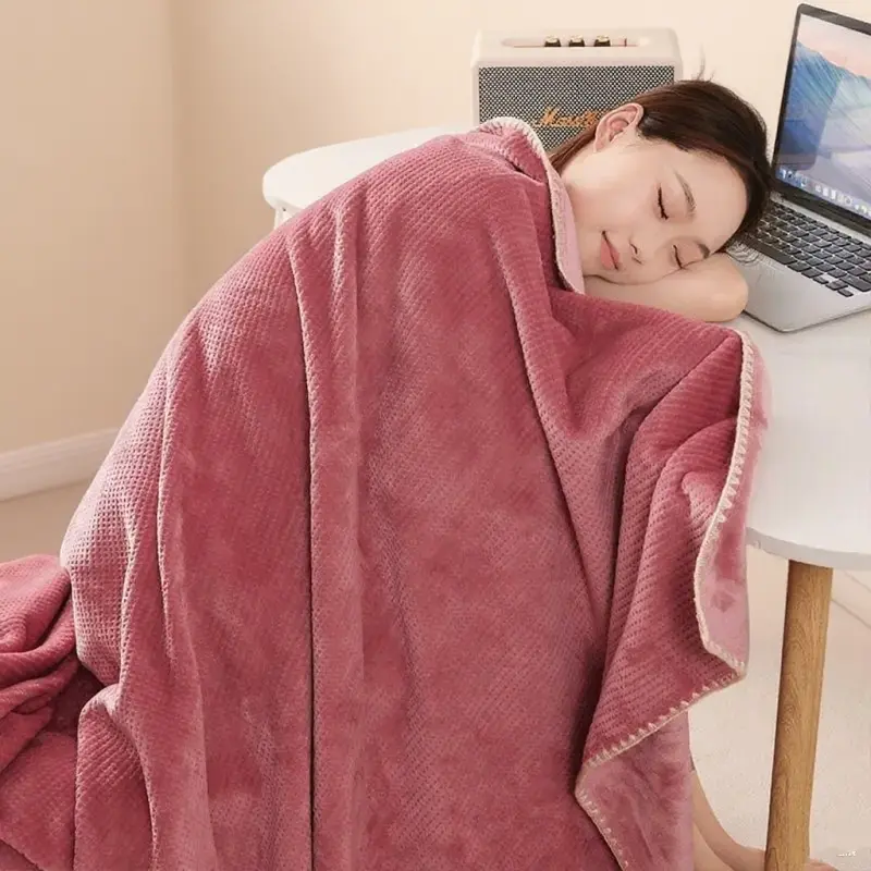 Good Quality Super Soft Double Side Thick Coral Fleece Blanket Offince Nap Throw King Queen Size Winter Warm Flannel Bed Sheet