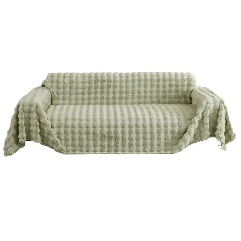 1pc Rabbit plush sofa towel bubble plush thickened non-slip plush seat cushion sofa cover winter sofa cover cushion