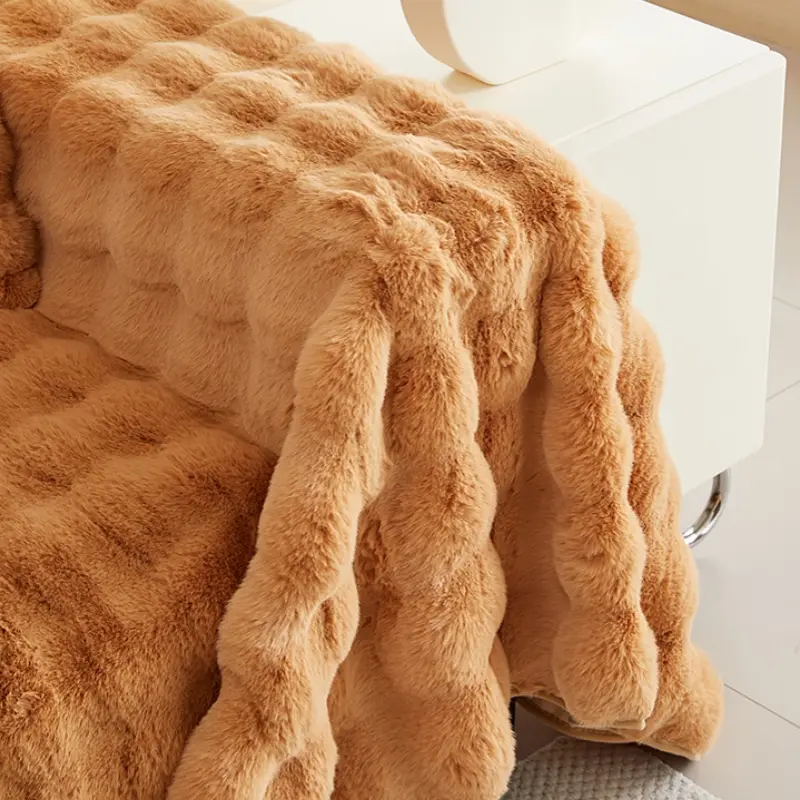 1pc Rabbit plush sofa towel bubble plush thickened non-slip plush seat cushion sofa cover winter sofa cover cushion