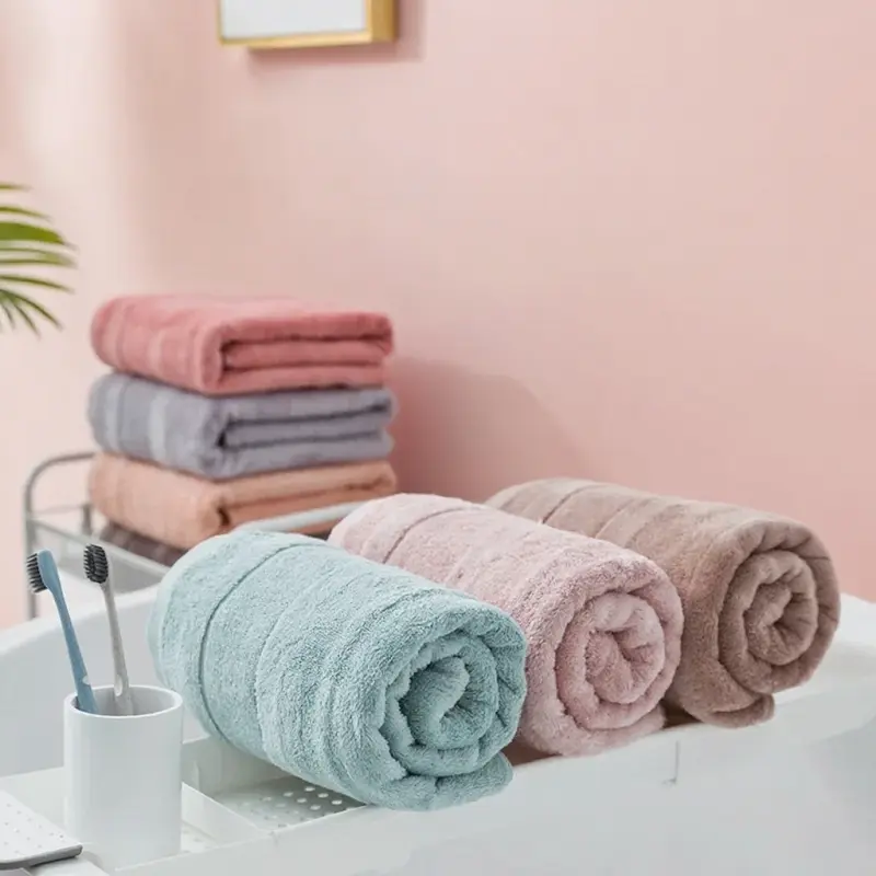 3pcs Towel Set Solid Color Super Soft Fluffy Bath Towel 100% Cotton 32s Good Quality Bath Towels Shower Towels for Adult