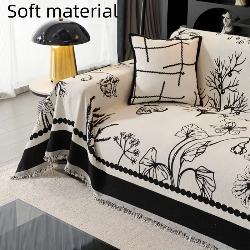 French butterfly chenille sofa towel, all season universal sofa cover cloth, fully wrapped sofa cover, anti slip