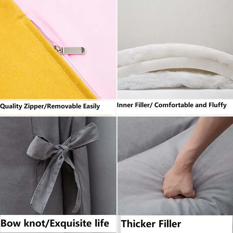 Removable Washable Soft Headboard Pillow High Rebound Sponge Backrest Headboard Cover Luxury Suede King Queen Size Head Cover