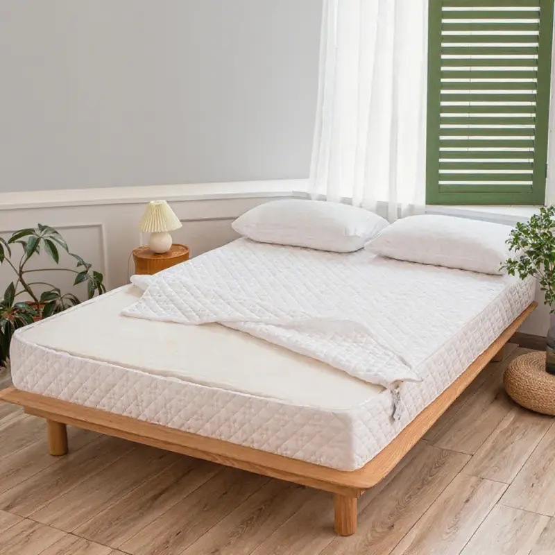 Solid Color Zipper Quilted Mattress Cover King Queen Twin Size Removable Six-sides All-inclusive Anti-mite Bed Protector Cover