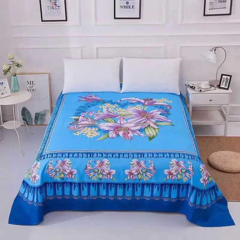 1pc Floral Sanding Soft Wedding Bed Sheet Big Large Size 245x245cm Flat Bed Sheet Thicken Twin Bedsheet No Pillowcase