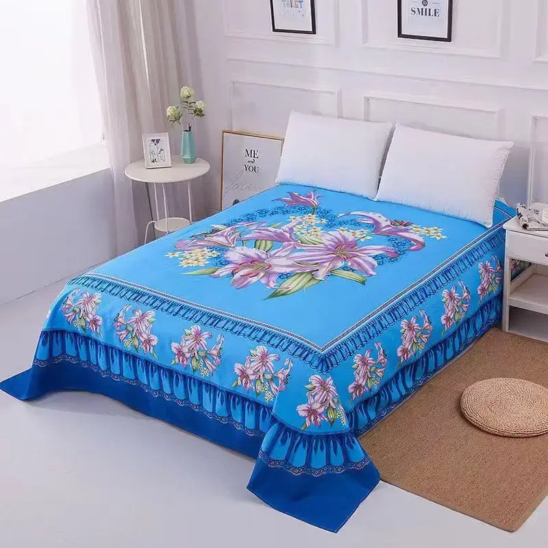 1pc Floral Sanding Soft Wedding Bed Sheet Big Large Size 245x245cm Flat Bed Sheet Thicken Twin Bedsheet No Pillowcase