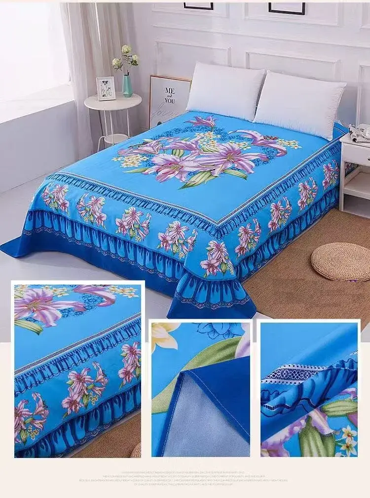 1pc Floral Sanding Soft Wedding Bed Sheet Big Large Size 245x245cm Flat Bed Sheet Thicken Twin Bedsheet No Pillowcase