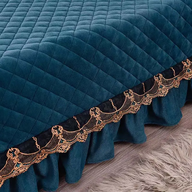 3pcs Set Thicken Soft Velvet Plush Quilted Bed Flat Sheet Large Size Fine Flannel Quilting Bed Sheet with 2pcs Pillowcase