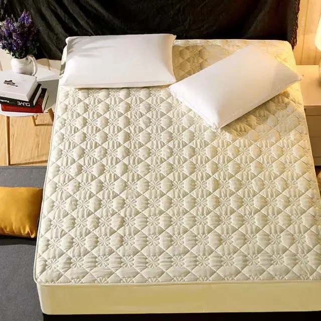 Thicken Quilted Mattress Cover King Queen Quilted Bed Fitted Bed Sheet Anti-Bacteria Mattress Topper Air-Permeable Bed Pad