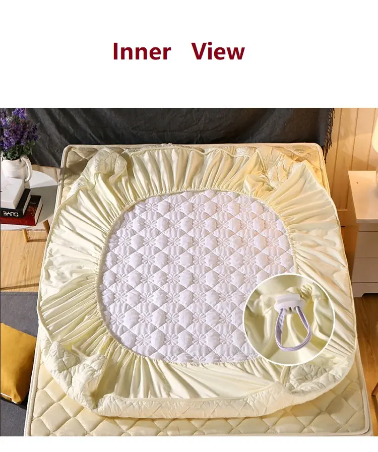 Thicken Quilted Mattress Cover King Queen Quilted Bed Fitted Bed Sheet Anti-Bacteria Mattress Topper Air-Permeable Bed Pad