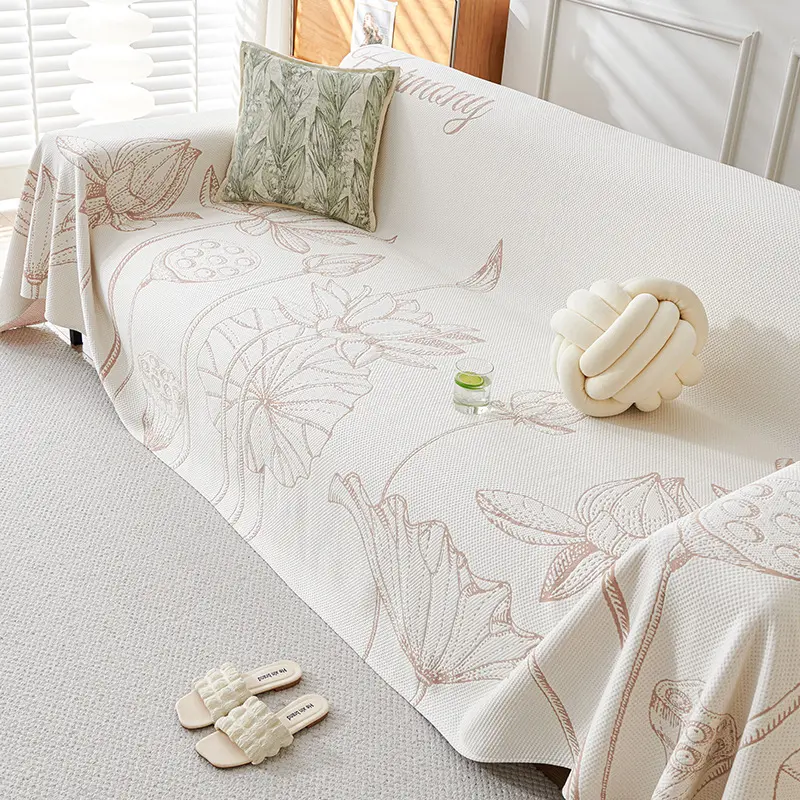 Summer ice silk anti cat scratch sofa cover, cool and breathable sofa towel, cool cushion, removable washable cover cloth