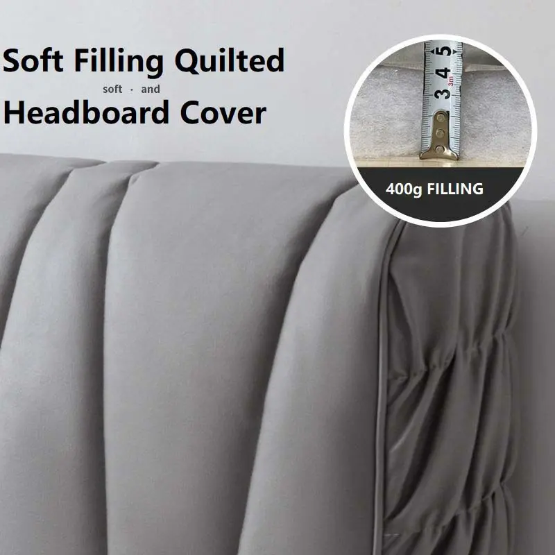 Luxury Thicken All-inclusive Quilted Headboard Cover Soft Backrest Head Cover King Queen Customized Bed Dust Protection Cover