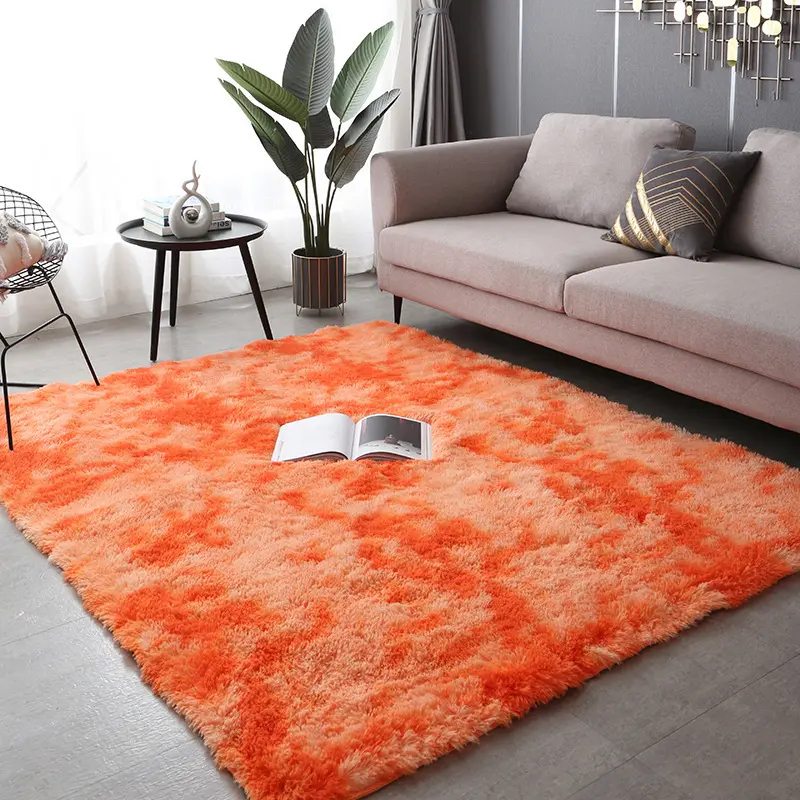 Soft Long Plush Bedroom Rug Living Room Fluffy Gradient Carpet Mats Tie Dyeing Floor Carpets Bay Window Home Decor Rugs
