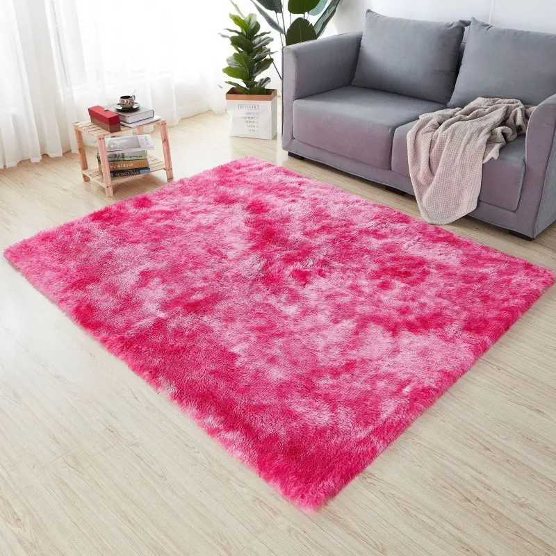 Soft Long Plush Bedroom Rug Living Room Fluffy Gradient Carpet Mats Tie Dyeing Floor Carpets Bay Window Home Decor Rugs