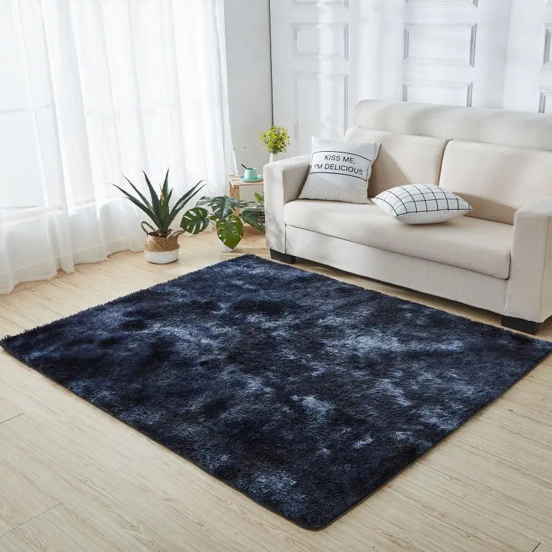 Soft Long Plush Bedroom Rug Living Room Fluffy Gradient Carpet Mats Tie Dyeing Floor Carpets Bay Window Home Decor Rugs