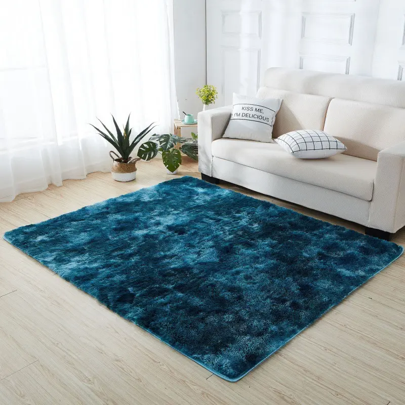 Soft Long Plush Bedroom Rug Living Room Fluffy Gradient Carpet Mats Tie Dyeing Floor Carpets Bay Window Home Decor Rugs