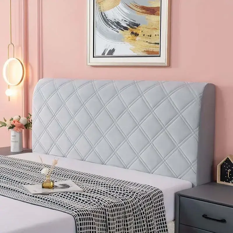 Short Plush Quilting Headboard Cover All-inclusive Velvet Quilted Bed Head Cover Solid Color Bed Head Back Protector Cover