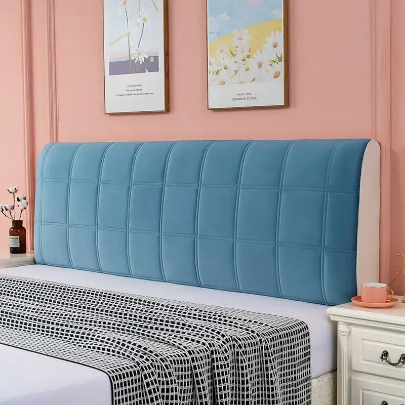 Short Plush Quilting Headboard Cover All-inclusive Velvet Quilted Bed Head Cover Solid Color Bed Head Back Protector Cover