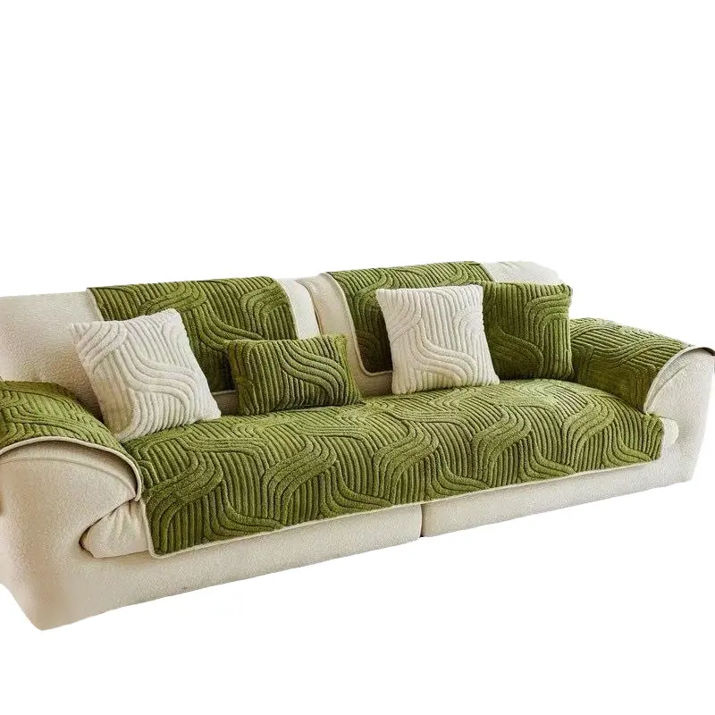 2024 Autumn and Winter Thickened Plush Sofa Cover Straight Row High-end Feeling Non Slip Pet Friendly Machine Washable