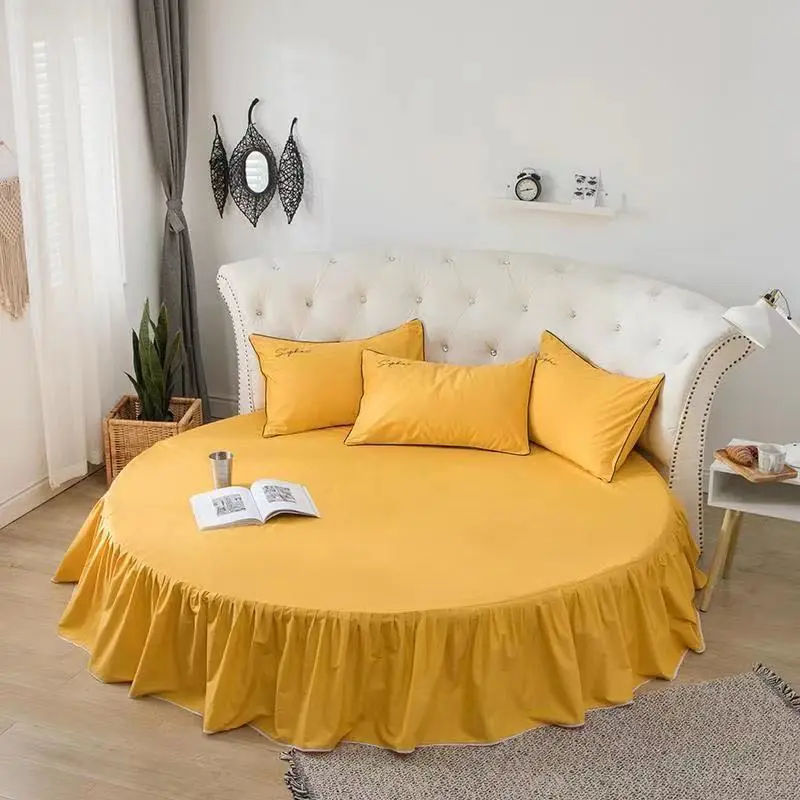 100% Cotton Solid Color Bed Skirt High Grade Pure Cotton Round Bedspread 200cm Round Bed Sheet No Pillowcase