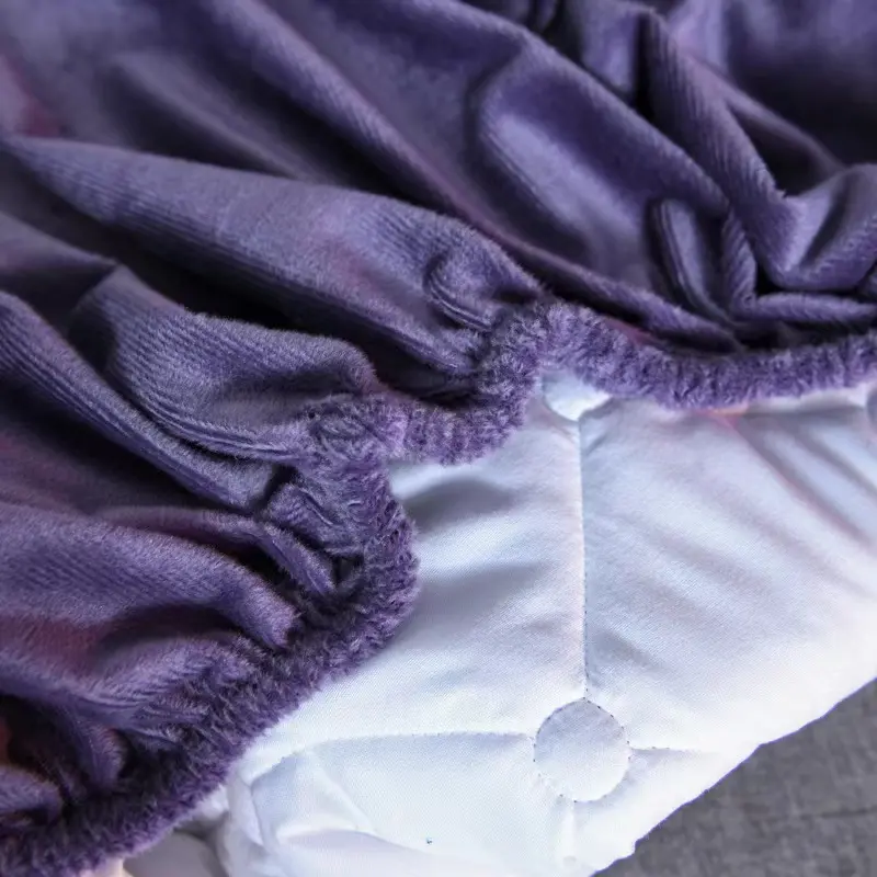 Flannel Quilted Mattress Cover Solid Color Warm Soft Fitted Sheet Thicken Velvet Pad Protecor Cover Not Including Pillowcase