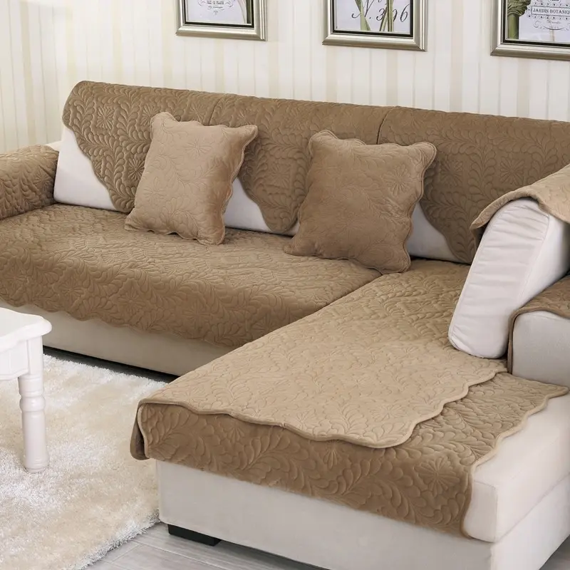 Short Plush Sofa Towel Winter European-style Brief Sofa Cover Solid Color Non-slip Couch Cover Universal for Living Room