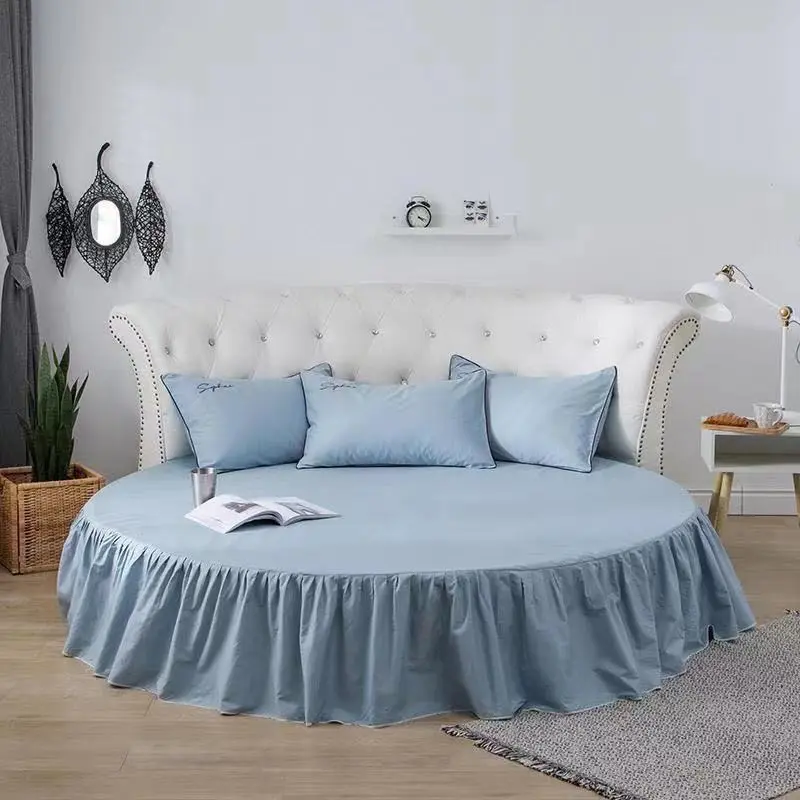 100% Cotton Solid Color Bed Skirt High Grade Pure Cotton Round Bedspread 200cm Round Bed Sheet No Pillowcase