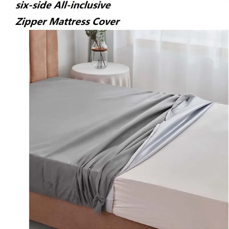 High Grade Waterproof Zippered Mattress Protector Cover Six-Side All-inclusive Bed Fitted Sheet Single Queen Size Bed Cover