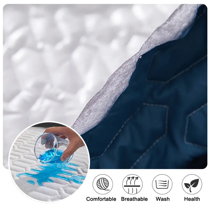 Waterproof Thicken Mattress Cover Solid Color Soft Skin-friendly Quilted Bed Cover Customized Size Fitted Sheet No Pillowcase
