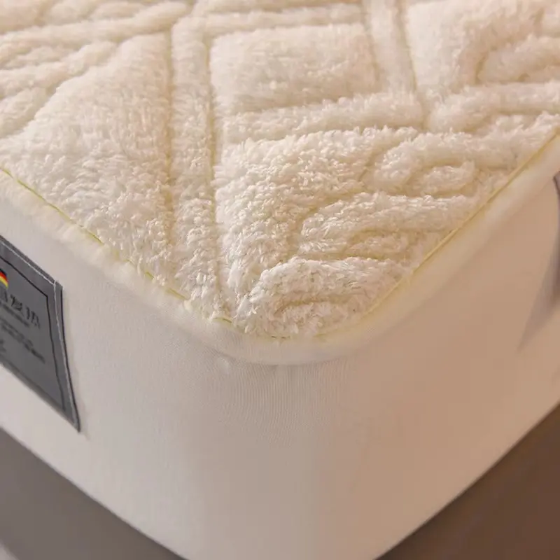Super Soft Lamb Velvet Bed Fitted Sheet King Queen Size Quick Warm Thick Plush Quilted Mattress Cover Not Included Pillowcase